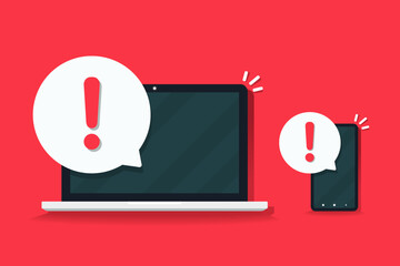 Computer phone warning icon. Illustration vector
