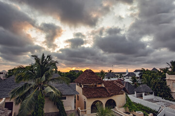 View of Shela town in Lamu island, old white houses in Lamu, Kenya