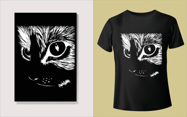 Clean cute cat face Tee-shirt design