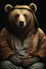 Fototapeta premium Bear wearing fashion urban streetwear..Generative AI