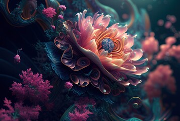 Naklejka na ściany i meble Beautiful flower background. Close-up flower. Generative AI