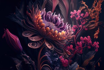 Beautiful flower background. Close-up flower. Generative AI