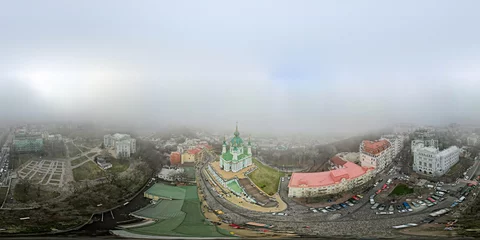 Foto op Canvas St. Andrew's Church In Kyiv, Ukraine, the Temple of God will save you from war in 360-degree flight © Александр Мокшин