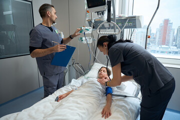 Young patient in intensive care on breathing support