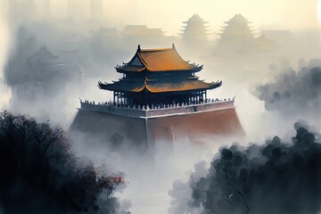 Forbidden City in Beijing. Generative AI