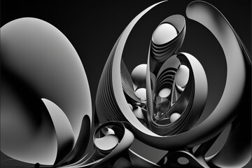 abstract lines and shapes. soft black and white colors. Generative AI