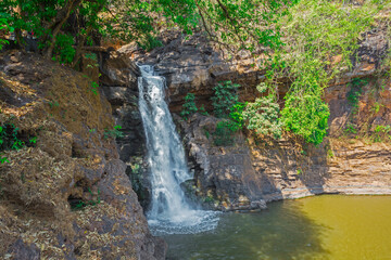 Arvalem waterfall in March. Goa. India