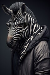Fototapeta na wymiar Zebra wearing fashion urban streetwear..Generative AI
