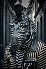 Fototapeta na wymiar Zebra wearing fashion urban streetwear..Generative AI