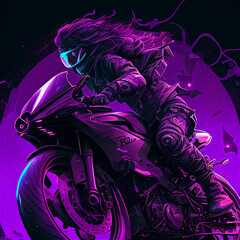 Digital Painting of Purple Motorsport Racer. Generative Ai.