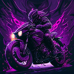 Digital Painting of Purple Motorsport Racer. Generative Ai.