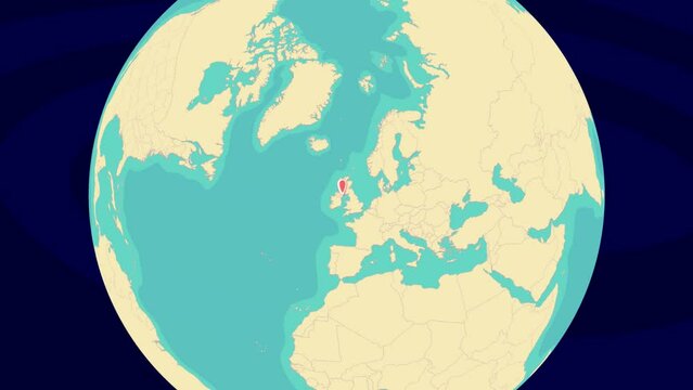 Zooming To Belfast  Location On Stylish World Globe