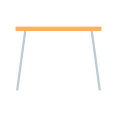 Obraz premium Table flat icon. Office wooden furniture with metal legs. Vector illustration isolated on white.