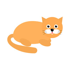 Red cute cat character. Vector illustration isolated on white.