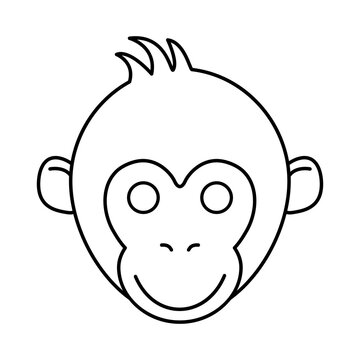 Monkey line head. Vector illustration isolated on white.