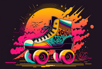 Vintage Roller Skate Illustration Retro