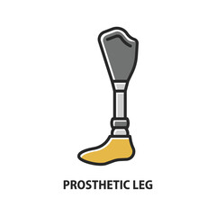 Prosthetic leg color icon. Modern exoskeleton vector sign. Limb prosthetics symbol.