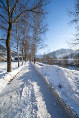 Snow mountains landscape