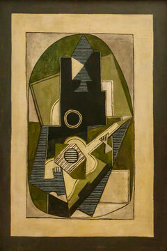 Artwork "Man with a guitar" 1918 by  Pablo Picasso in the Hamburger Kunsthalle, the art museum in Hamburg, Germany