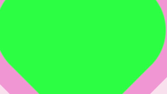 Motion Graphic Background of Pink Heart Shape with Heartbeats and enlarge to Green Screen