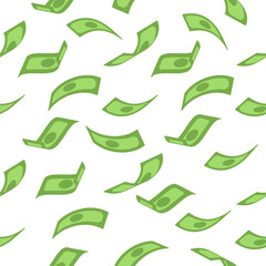Money rain cartoon seamless pattern vector illustration