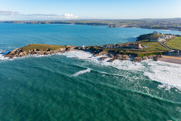 Newquay, Cornwall from the air in January 2023.