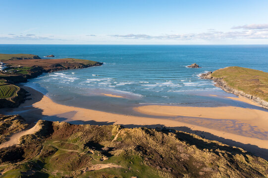 Newquay, Cornwall from the air in January 2023.