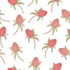 Rose flower vector seamless pattern