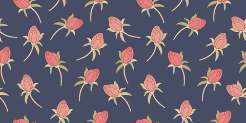 Rose flower vector seamless pattern
