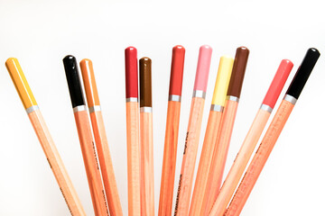 set of  different color pencils