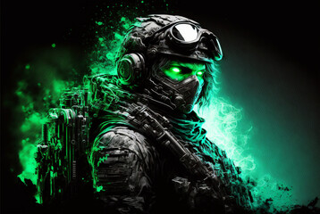 Gaming Operator in Black and Green highlighted. Created by Generative AI.
