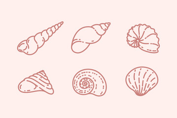 Seashell illustration. Stylized vector element for prints, clothing, pattern, packaging and postcards.