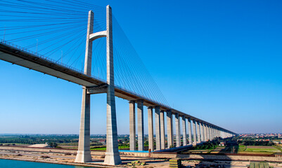 Railway swing bridge over Suez Canal, Egypt