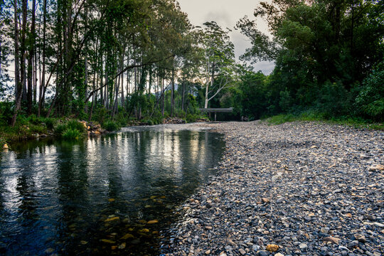 Wooden bridge over the lagoon in Urunga