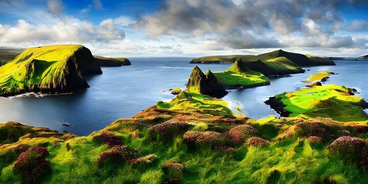 Ireland with green mountain beautiful scean 