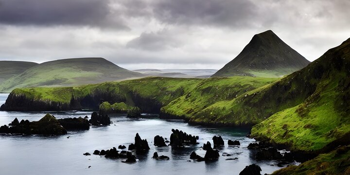 Ireland with green mountain beautiful scean 
