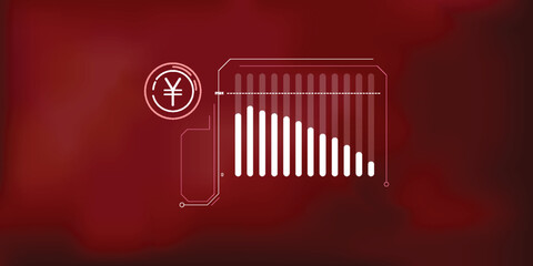 Abstract infographics about the fall of the yen price.