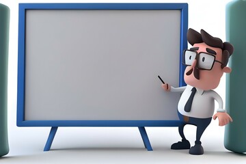 Teacher writing whiteboard in classroom on white background.generative Ai