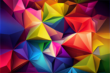 Obraz premium Abstract rainbow colored geometric background, with lots of copy space, generative AI