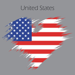 grunge American flag U.S. United States Heart Shape Flag Grunge Distress Vintage Style USA Love heart month or happy day in United States. Travel hollyday  romantic, wedding vacantion banner 
