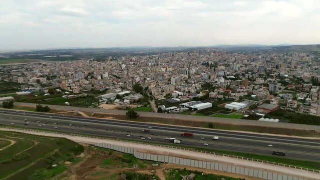 Qalqilya Governorate Palastenian National Authority, Aerial view of the city skyline