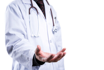 Doctor wearing lab coat on transparent background