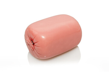 A loaf of delicious pink ham sausage. A savory snack for breakfast.