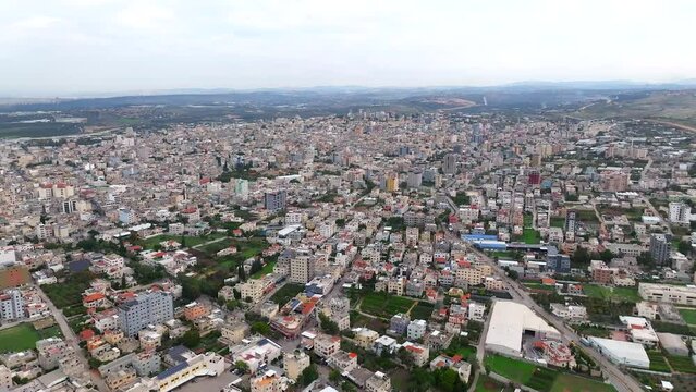 Qalqilya Governorate Palastenian National Authority, Aerial view of the city skyline
