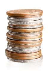 Big stacks of metal Coins money