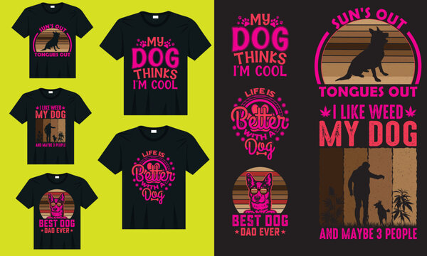 Vintage dog t-shirt design bundle, dog positive quotes design motivational typography t-shirt design,