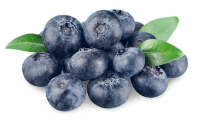 Fototapeta Fresh ripe sweet blueberries with leaves obraz