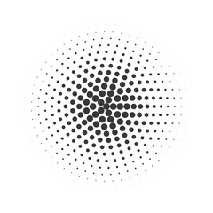 Circle halftone set. Modern dotted circles halftones. Black dotwork gradients. Vector illustration.