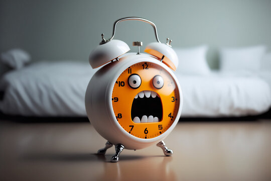 Mechanical alarm clock with face screams to wake you up