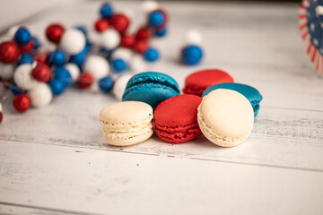 Red, white and blue Macaroons
